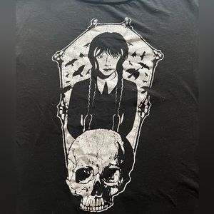 “Wednesday” kids black tshirt size s. Gently used